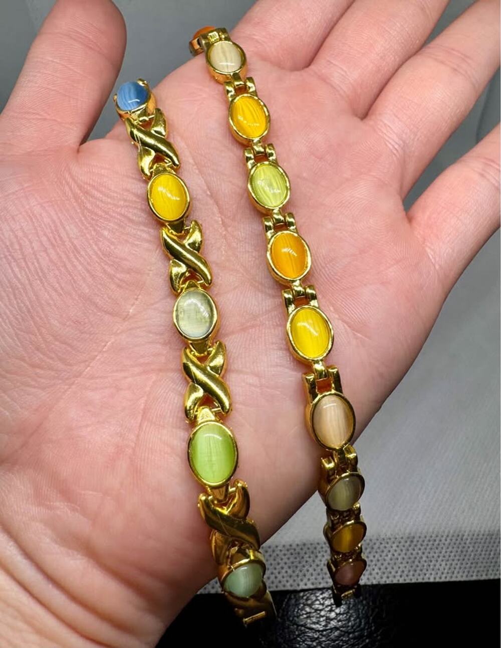 Tarnish Free Stainless Steel Cat Eye Bracelet Set